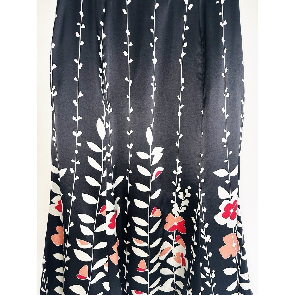 VTG Talbots 100% Pure Silk Floral Midi Skirt Size 6 Black Pink White Botanical - Picture 4 of 13